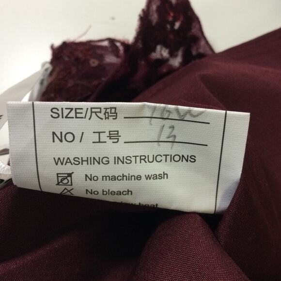 FORMAL 16W 2X plus red burgundy chiffon lace sequin party midi dress NEW B149 - Picture 6 of 6